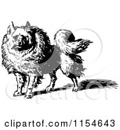 Clipart Of A Retro Vintage Black And White Dog Royalty Free Vector Clipart
