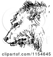 Clipart Of A Retro Vintage Black And White Dog Face Royalty Free Vector Clipart