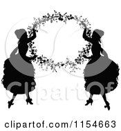 Poster, Art Print Of Retro Vintage Silhouetted Ladies Holding Up A Floral Frame