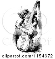 Poster, Art Print Of Clipart Of A  Retro Vintage Black And White Boy Playing A Cello Royalty Free Vector Clipart