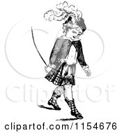 Clipart Of A Retro Vintage Black And White Scottish Boy Royalty Free Vector Clipart