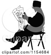 Poster, Art Print Of Retro Vintage Silhouetted Man Reading The News