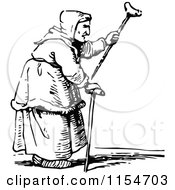 Clipart Of A Retro Vintage Black And White Old Woman Waving A Cane Royalty Free Vector Clipart by Prawny Vintage