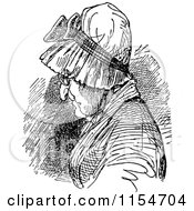 Poster, Art Print Of Retro Vintage Black And White Old Woman In A Bonnet
