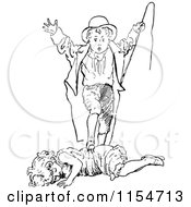 Clipart Of A Retro Vintage Black And White Boy And Girl Playing Royalty Free Vector Clipart