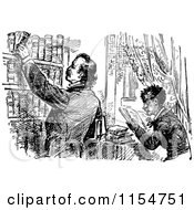 Poster, Art Print Of Retro Vintage Black And White Men In A Library