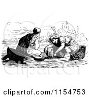 Poster, Art Print Of Retro Vintage Black And White Couple In A Boat