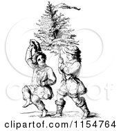 Poster, Art Print Of Retro Vintage Black And White Boys Carrying A Christmas Tree