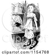 Poster, Art Print Of Retro Vintage Black And White Mouse Scaring A Girl