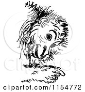 Clipart Of A Retro Vintage Black And White Monkey Face Royalty Free Vector Clipart