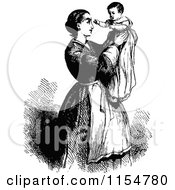 Poster, Art Print Of Retro Vintage Black And White Mother Holding Up Her Baby