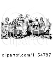 Poster, Art Print Of Retro Vintage Black And White Family At A Table