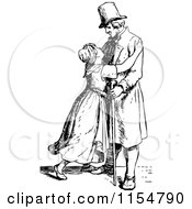 Clipart Of A Retro Vintage Black And White Daugher Hugging Her Father Royalty Free Vector Clipart