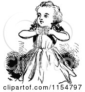 Clipart Of A Retro Vintage Black And White Girl Royalty Free Vector Clipart