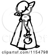 Clipart Of A Retro Vintage Black And White Girl In A Bonnet Royalty Free Vector Clipart
