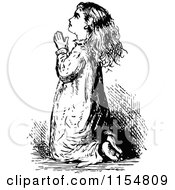 Poster, Art Print Of Retro Vintage Black And White Girl Praying