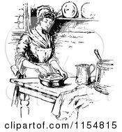 Poster, Art Print Of Retro Vintage Black And White Woman Cooking In A Kitchen