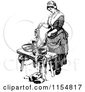 Poster, Art Print Of Retro Vintage Black And White Woman Washing Laundry