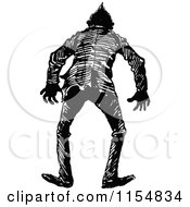 Clipart Of A Retro Vintage Black And White Rear View Of A Creepy Man Royalty Free Vector Clipart