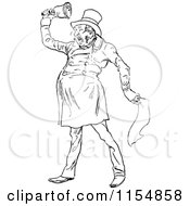 Clipart Of A Retro Vintage Black And White Town Crier Royalty Free Vector Clipart
