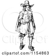 Clipart Of A Retro Vintage Black And White Young Man Royalty Free Vector Clipart