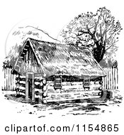 Retro Vintage Black And White Log Cabin