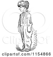 Clipart Of A Retro Vintage Black And White Boy Royalty Free Vector Clipart