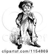 Clipart Of A Retro Vintage Black And White Boy 2 Royalty Free Vector Clipart