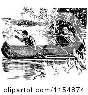 Poster, Art Print Of Retro Vintage Black And White Boys In A Canoe