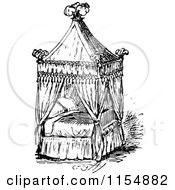Clipart Of A Retro Vintage Black And White Four Poster Bed With A Canopy Royalty Free Vector Clipart by Prawny Vintage