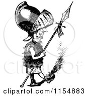 Poster, Art Print Of Retro Vintage Black And White Tiny Guard With A Spear