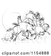 Poster, Art Print Of Retro Vintage Black And White Horse Riders