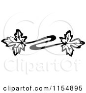 Clipart Of A Retro Vintage Black And White Leaf Design Element Royalty Free Vector Clipart