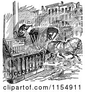Clipart Of A Retro Vintage Black And White Monkey And Horse Drawn Carriage In A Street Royalty Free Vector Clipart by Prawny Vintage