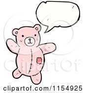 Cartoon Of A Talking Pink Teddy Bear Royalty Free Vector Illustration by lineartestpilot