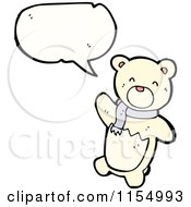 Cartoon Of A Talking Polar Bear Wearing A Scarf Royalty Free Vector Illustration