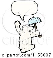 Cartoon Of A Talking Polar Bear With An Umbrella Royalty Free Vector Illustration by lineartestpilot
