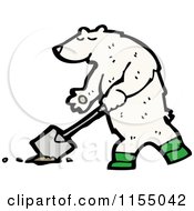 Cartoon Of A Polar Bear Digging Royalty Free Vector Illustration