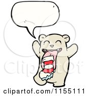 Cartoon Of A Talking Bear Eating A Christmas Stocking Royalty Free Vector Illustration by lineartestpilot