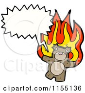 Cartoon Of A Talking Bear With Flames Royalty Free Vector Illustration