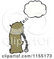 Cartoon Of A Thinking Bear In Chains Royalty Free Vector Illustration