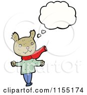 Cartoon Of A Thinking Bear In A Scarf Royalty Free Vector Illustration