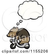 Cartoon Of A Thinking Bear On A Scooter Royalty Free Vector Illustration by lineartestpilot