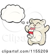 Cartoon Of A Thinking Bear Eating A Christmas Stocking Royalty Free Vector Illustration by lineartestpilot