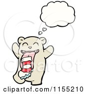 Cartoon Of A Thinking Bear Eating A Christmas Stocking Royalty Free Vector Illustration by lineartestpilot