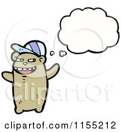 Cartoon Of A Thinking Bear Wearing A Hat Royalty Free Vector Illustration