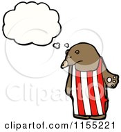 Cartoon Of A Thinking Bear Wearing An Apron Royalty Free Vector Illustration