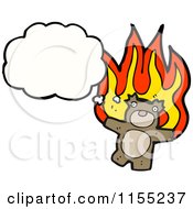 Cartoon Of A Thinking Bear With Flames Royalty Free Vector Illustration