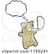 Cartoon Of A Thinking Bear Smoking Royalty Free Vector Illustration