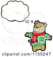 Cartoon Of A Thinking Bear In A Scarf Royalty Free Vector Illustration